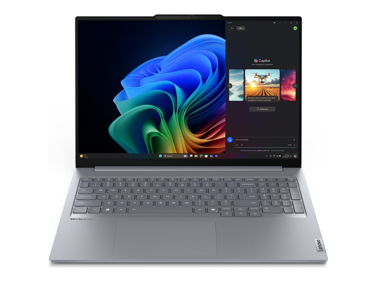 Lenovo ThinkBook 16 G7 QOY 21NH - Snapdragon X Plus - X1P-42-100 / jusqu'à 3.4 GHz - Win 11 Home (sur ARM) - Qualcomm Adreno - 16 Go RAM - 512 Go SSD NVMe - 16" IPS 1920 x 1200 - Wi-Fi 7, Bluetooth - gris luna bicolore - clavier : Français - avec 1 an de support Premier Lenovo - 21NH0009FR - Ordinateurs portables