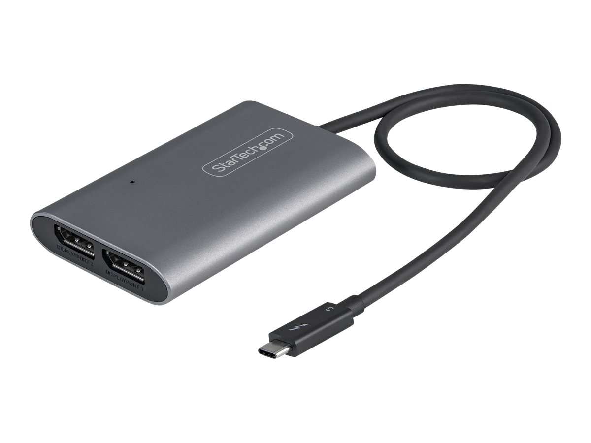 StarTech.com Adaptateur Thunderbolt 3 vers Dual DisplayPort DP 1.4 - Adaptateur Thunderbolt 3 vers Double 4K 60Hz DP ou Single Vidéo 8K/5K - TB3 vers Double Écran DisplayPort - Mac/Windows (TB32DP14) - Adaptateur USB / DisplayPort - 24 pin USB-C (M) pour DisplayPort (F) - Thunderbolt 3 / DisplayPort 1.4 - 46 cm - support 8K - argent - TB32DP14 - Câbles USB