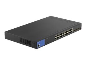 Linksys LGS328PC - Commutateur - Géré - 24 x 10/100/1000 (PoE+) + 4 x Gigabit SFP (liaison montante) - Montable sur rack - PoE+ (250 W) - Conformité TAA - LGS328PC-EU - Concentrateurs et commutateurs gigabit