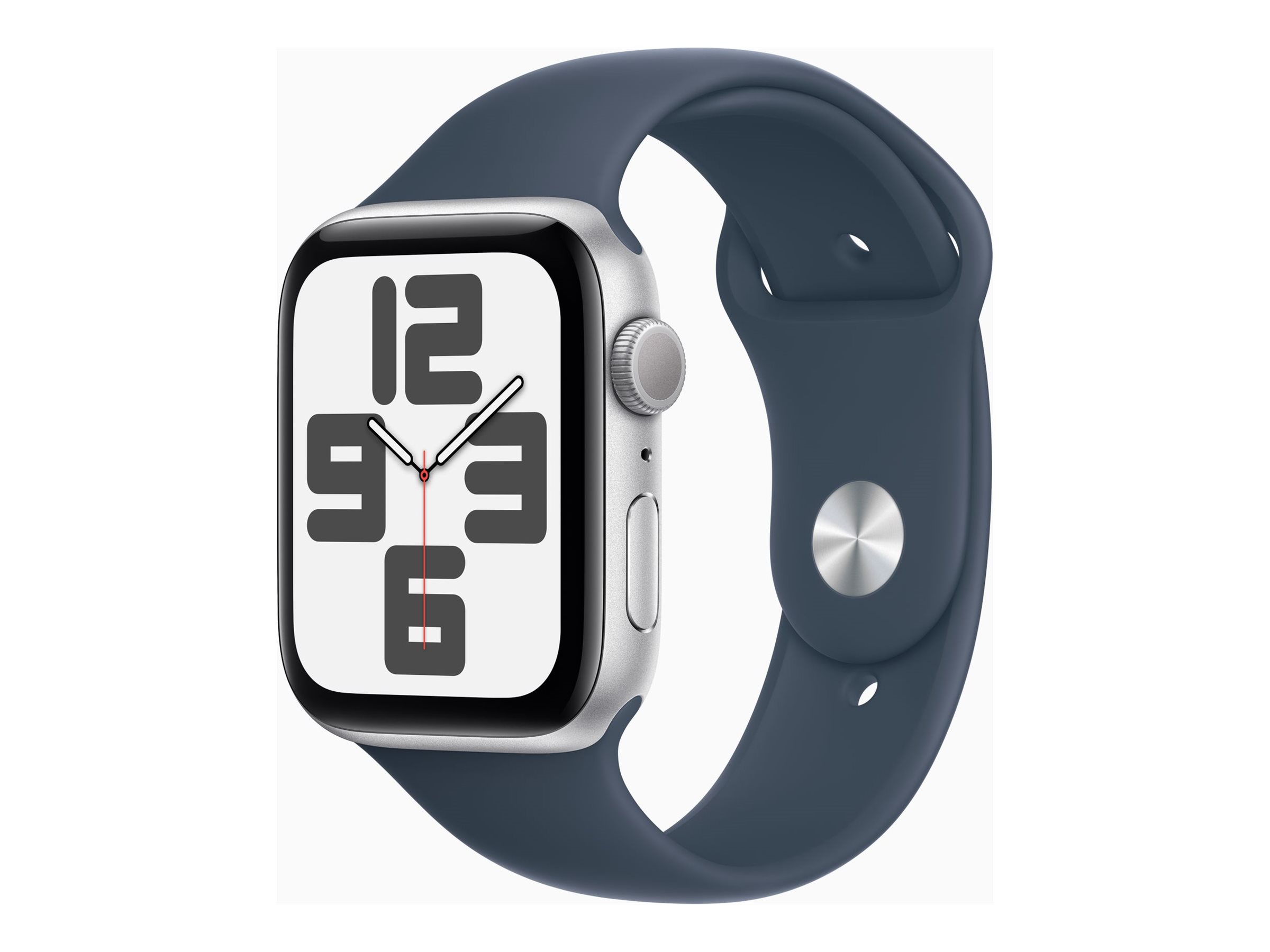 Apple Watch SE (GPS) - 2e génération - 44 mm - aluminium argenté - montre intelligente avec bande sport - fluoroélastomère - bleu orage - taille du bracelet : M/L - 32 Go - Wi-Fi, Bluetooth - 32.9 g - MREE3QF/A - Montres intelligentes