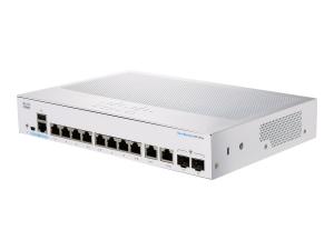 Cisco Business 350 Series 350-8T-E-2G - Commutateur - C3 - Géré - 8 x 10/100/1000 + 2 x combo Gigabit Ethernet / SFP Gigabit - Montable sur rack - CBS350-8T-E-2G-EU - Concentrateurs et commutateurs gigabit