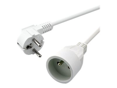 MCL - Rallonge de câble d'alimentation - power CEE 7/7 (M) incliné pour CEE 7/5 (F) droit - 250 V - 16 A - 5 m - blanc - MC910-5M/W - Câbles d'alimentation