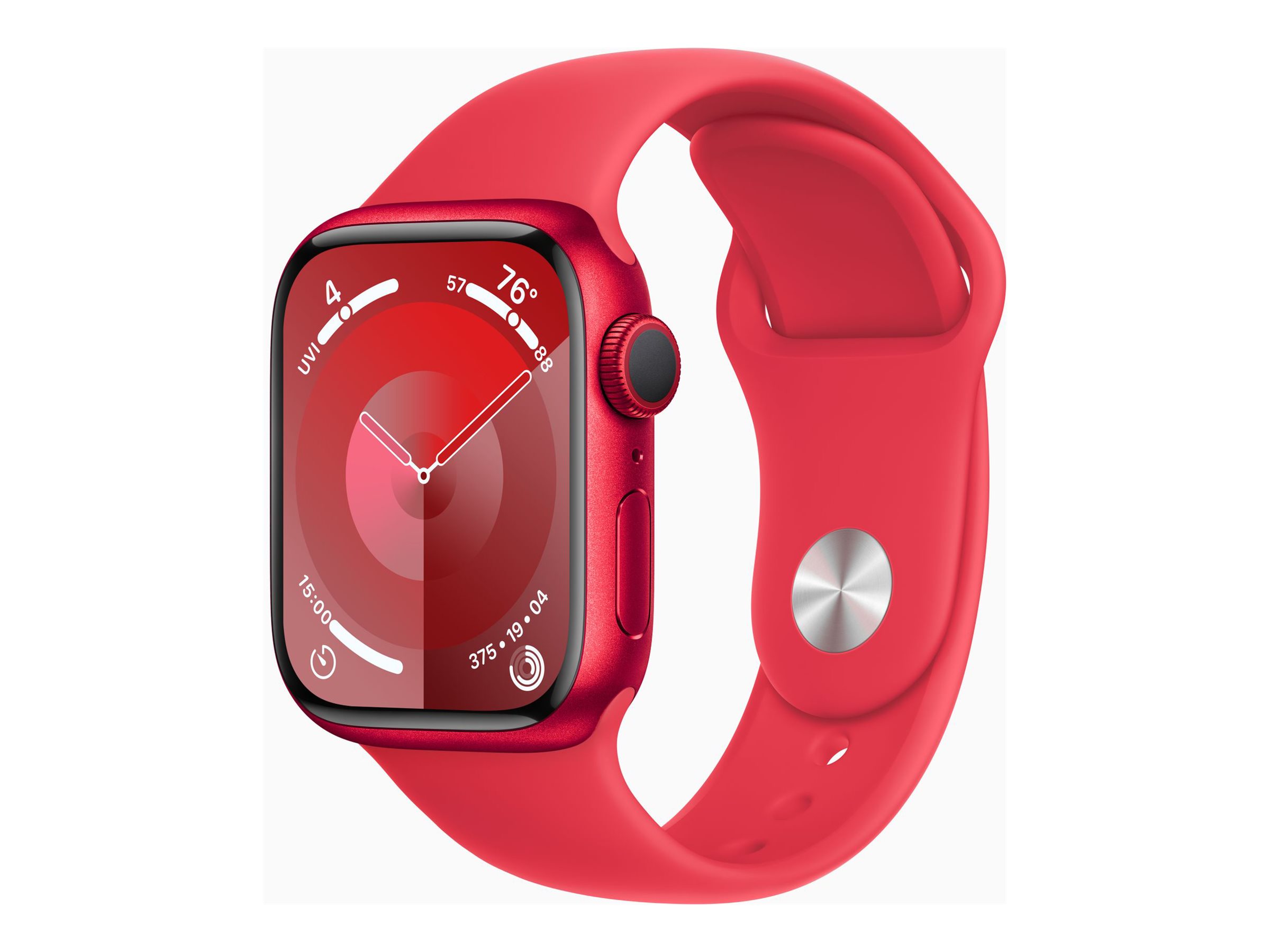 Apple Watch Series 9 (GPS) - (PRODUCT) RED - 41 mm - aluminium rouge - montre intelligente avec bande sport - fluoroélastomère - rouge - taille du bracelet : M/L - 64 Go - Wi-Fi, UWB, Bluetooth - 31.9 g - MRXH3QF/A - Montres intelligentes