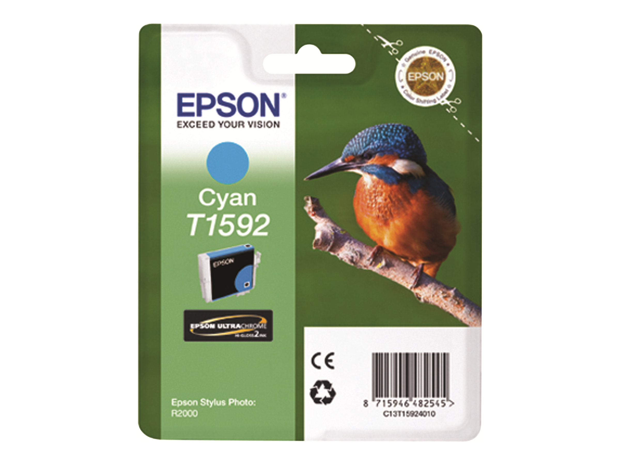 Epson T1592 - 17 ml - cyan - original - blister - cartouche d'encre - pour Stylus Photo R2000 - C13T15924010 - Cartouches d'encre Epson
