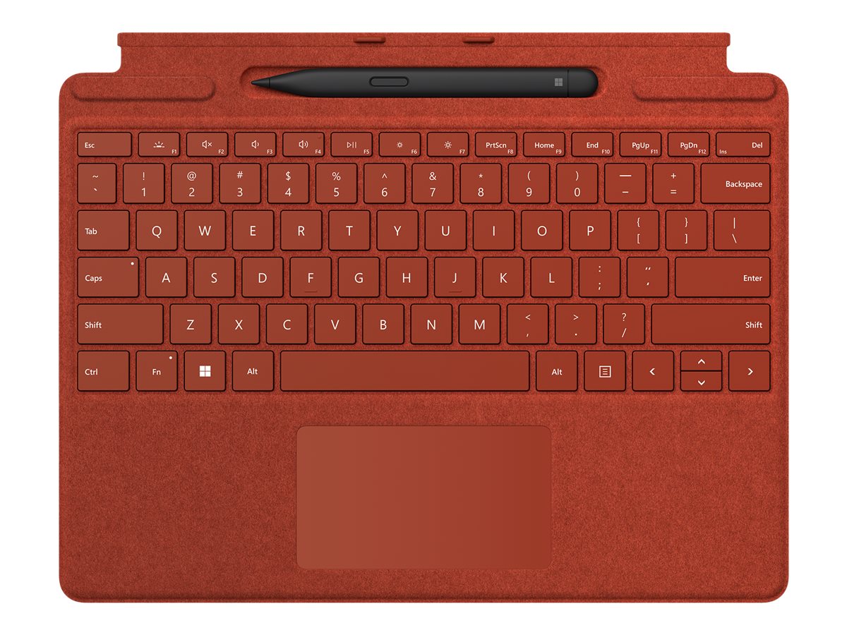 Microsoft Clavier Signature pour Surface Pro - Clavier - avec pavé tactile, accéléromètre, plateau de rangement et de chargement du Surface Slim Pen 2 - AZERTY - Français - rouge coquelicot - avec Slim Pen 2 - pour Surface Pro 8, Pro X - 8X6-00024 - Claviers