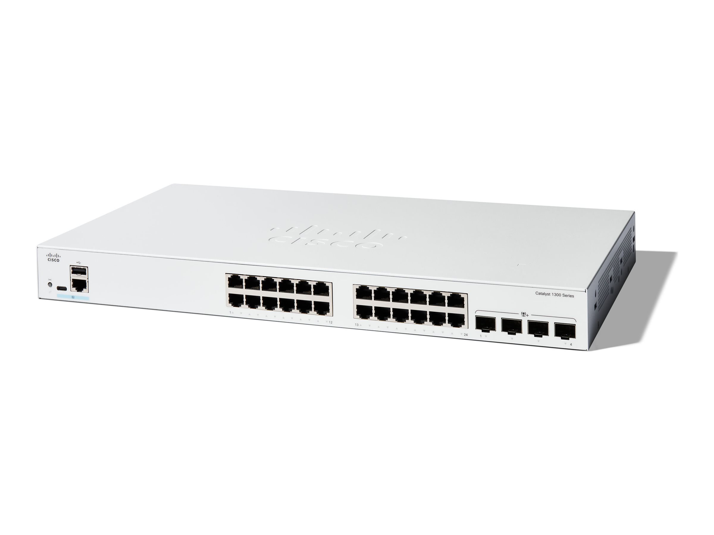 Cisco Catalyst 1300-24T-4X - Commutateur - C3 - Géré - 24 x 10/100/1000Base-T + 4 x 10 Gigabit SFP+ - Montable sur rack - C1300-24T-4X - Concentrateurs et commutateurs gigabit