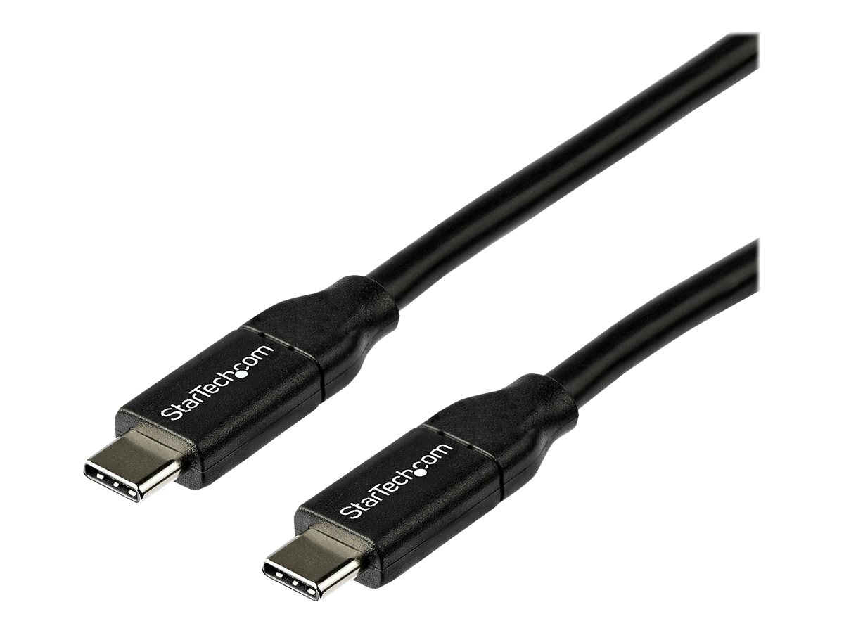 StarTech.com Câble USB-C vers USB-C avec Power Delivery 5A de 2 m - Cordon USB 2.0 Type-C certifié USB-IF - Blanc - Câble USB - 24 pin USB-C (M) droit pour 24 pin USB-C (M) droit - Thunderbolt 3 / USB 2.0 / USB 3.0 / USB 3.1 - 5 A - 2 m - noir - USB2C5C2M - Câbles USB