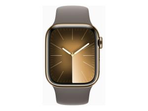 Apple Watch Series 9 (GPS + Cellular) - 41 mm - acier inoxydable doré - montre intelligente avec bande sport - fluoroélastomère - argile - taille du bracelet : M/L - 64 Go - Wi-Fi, LTE, UWB, Bluetooth - 4G - 42.3 g - MRJ63QF/A - Montres intelligentes