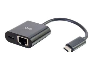 C2G USB C to Ethernet Adapter With Power Delivery - Black - Adaptateur réseau - USB-C - Gigabit Ethernet x 1 - noir - 82408 - Cartes réseau USB