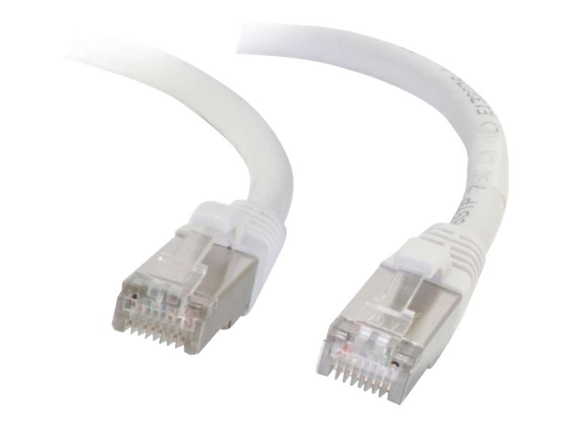 C2G Cat6a Booted Shielded (STP) Network Patch Cable - Cordon de raccordement - RJ-45 (M) pour RJ-45 (M) - 7 m - STP - CAT 6a - moulé, sans crochet, bloqué - blanc - 89940 - Câbles à paire torsadée