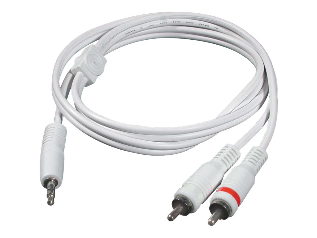 C2G - Câble audio - mini-phone stereo 3.5 mm mâle pour RCA mâle - 3 m - blindé - blanc - pour Apple iPod - 80127 - Accessoires pour systèmes audio domestiques