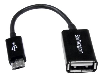 StarTech.com 5in Micro USB to USB OTG Host Adapter - Micro USB Male to USB A Female On-The-GO Host Cable Adapter (UUSBOTG) - Adaptateur USB - USB (F) pour Micro-USB de type B (M) - USB 2.0 OTG - 12.7 cm - noir - pour P/N: ST4300U3C1, ST4300U3C1B - UUSBOTG - Câbles USB