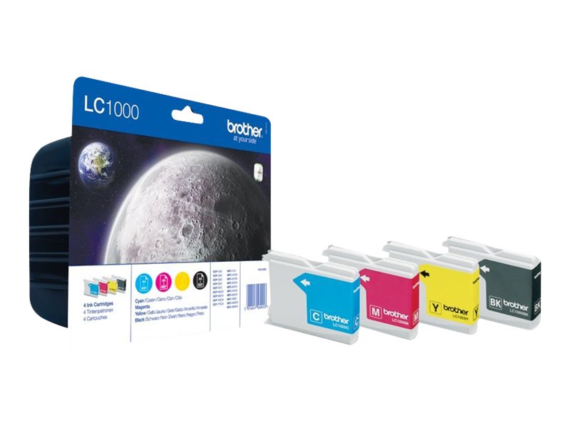 Brother LC1000 Value Pack - Pack de 4 - noir, jaune, cyan, magenta - original - blister - cartouche d'encre - pour Brother DCP-130, 330, 350, 353, 540, 560, 750, 770, MFC-5460, 5860 - LC1000VALBP - Cartouches d'imprimante