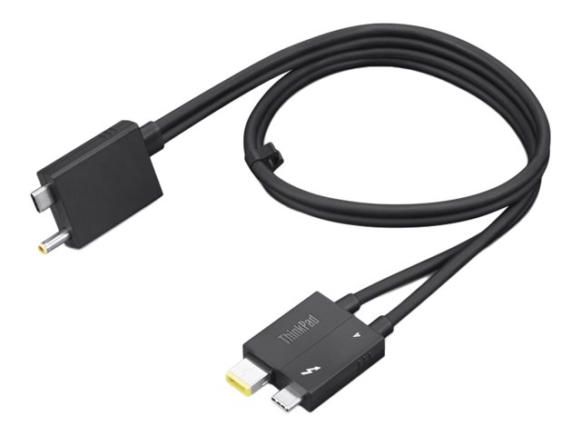 Lenovo Split Cable - Câble Thunderbolt - USB-C/jack d'alimentation CC pour 24 pin USB-C, Slim Tip - Thunderbolt 4 - 70 cm - noir - pour ThinkCentre M75t Gen 2 11W5 - 4X91K16970 - Câbles d'alimentation