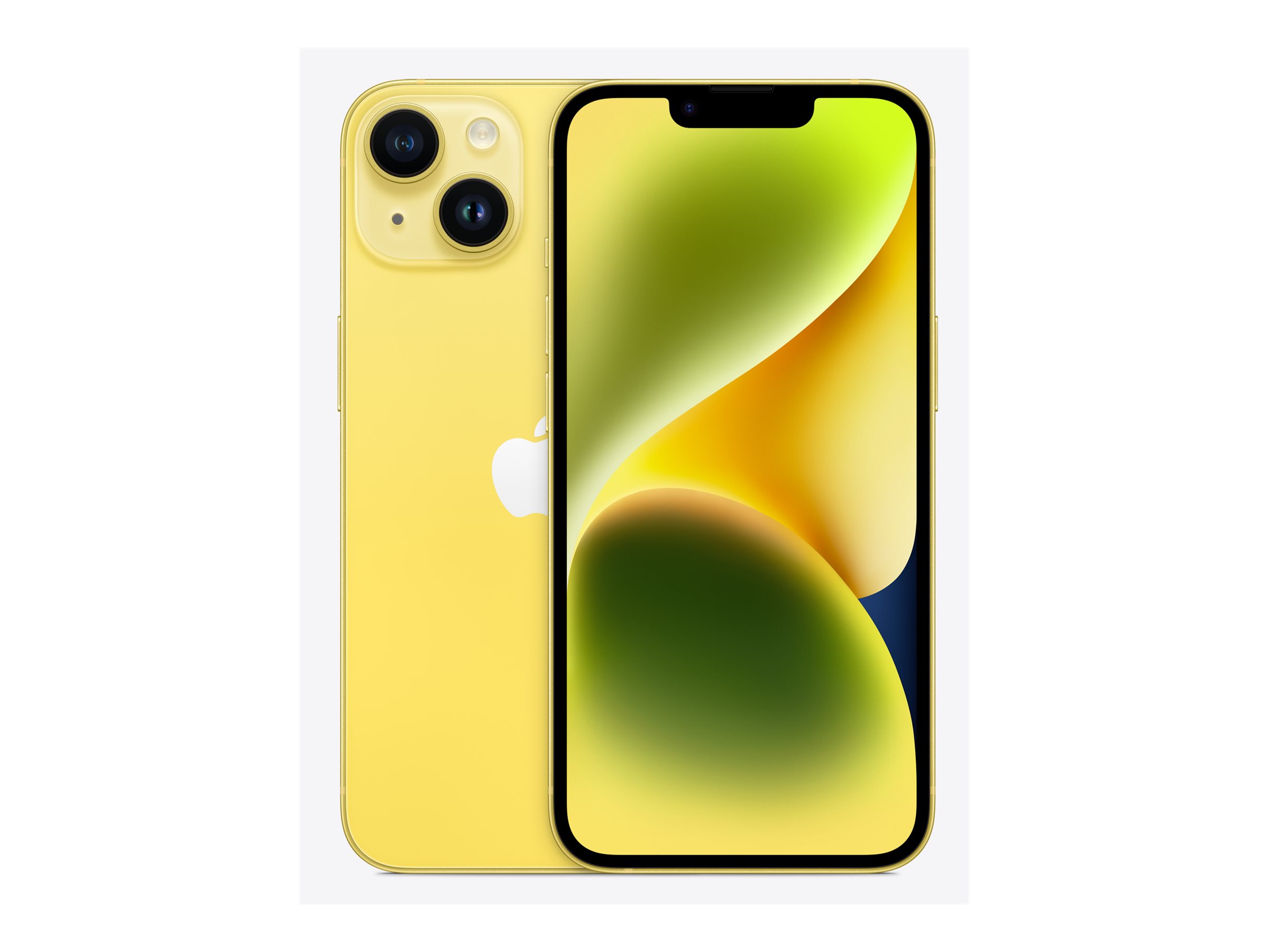 Apple iPhone 14 - 5G smartphone - double SIM / Mémoire interne 128 Go - écran OEL - 6.1" - 2532 x 1170 pixels - 2x caméras arrière 12 MP, 12 MP - front camera 12 MP - jaune - MR3X3ZD/A - iPhone