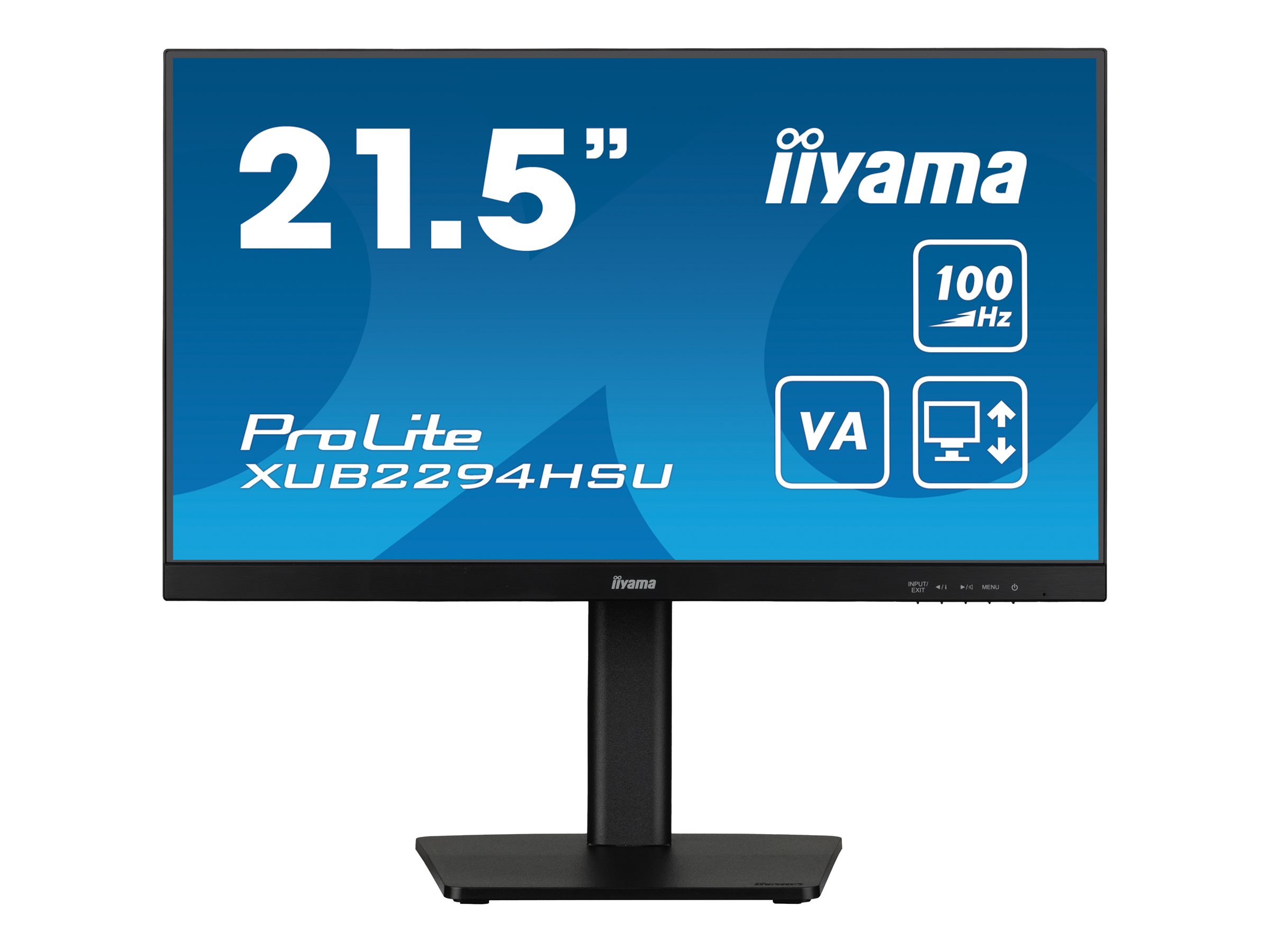 iiyama ProLite XUB2294HSU-B6 - Écran LED - 22" (21.5" visualisable) - 1920 x 1080 Full HD (1080p) @ 100 Hz - VA - 250 cd/m² - 3000:1 - 1 ms - HDMI, DisplayPort - haut-parleurs - noir, mat - avec Support à hauteur ajustable - XUB2294HSU-B6 - Écrans d'ordinateur