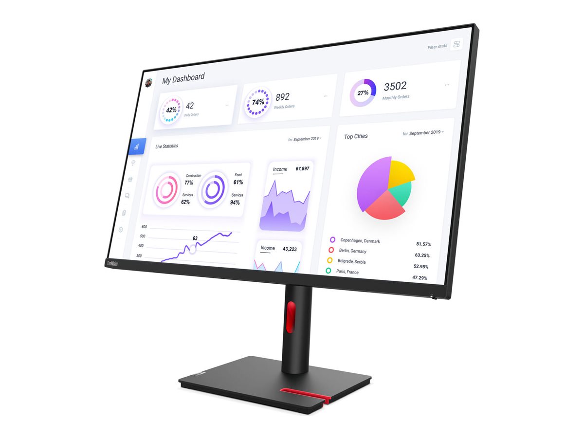 Lenovo ThinkVision T32p-30 - Écran LED - 31.5" - 3840 x 2160 4K - IPS - 350 cd/m² - 1000:1 - HDR10 - 4 ms - HDMI, DisplayPort, USB-C - noir corbeau - Campus - 63D2GAT1EU - Écrans d'ordinateur