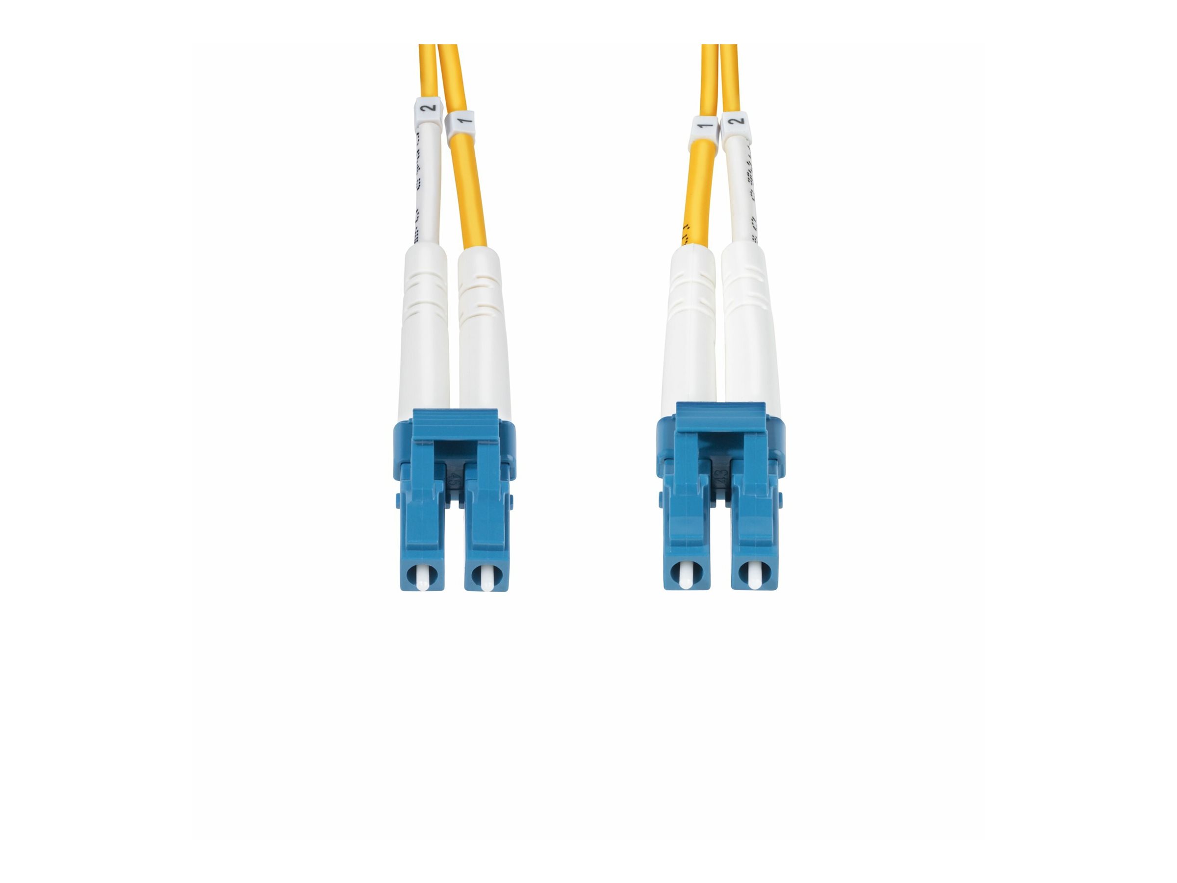 StarTech.com 15m (49.2ft) LC to LC (UPC) OS2 Single Mode Duplex Fiber Optic Cable, 9/125µm, Laser Optimized, 10G, Bend Insensitive, Low Insertion Loss - LSZH Fiber Patch Cord (SMDOS2LCLC15M) - Cordon de raccordement - mode unique LC/UPC (M) pour mode unique LC/UPC (M) - 15 m - 2 mm - fibre optique - duplex - 9 / 125 micromètres - OS1/OS2 - sans halogène, passif - jaune - SMDOS2LCLC15M - Câblesenfibres