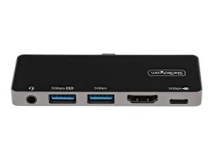 StarTech.com Adaptateur Multiport USB-C - USB-C vers 4K 60Hz HDMI 2.0 - Power Delivery Passthrough 100W - Hub USB 3.0 3 Ports - Audio - Mini Dock USB-C - Travel Dock USB Type-C (DKT30ICHPD) - Station d'accueil - USB-C - HDMI - DKT30ICHPD - Stations d'accueil pour ordinateur portable