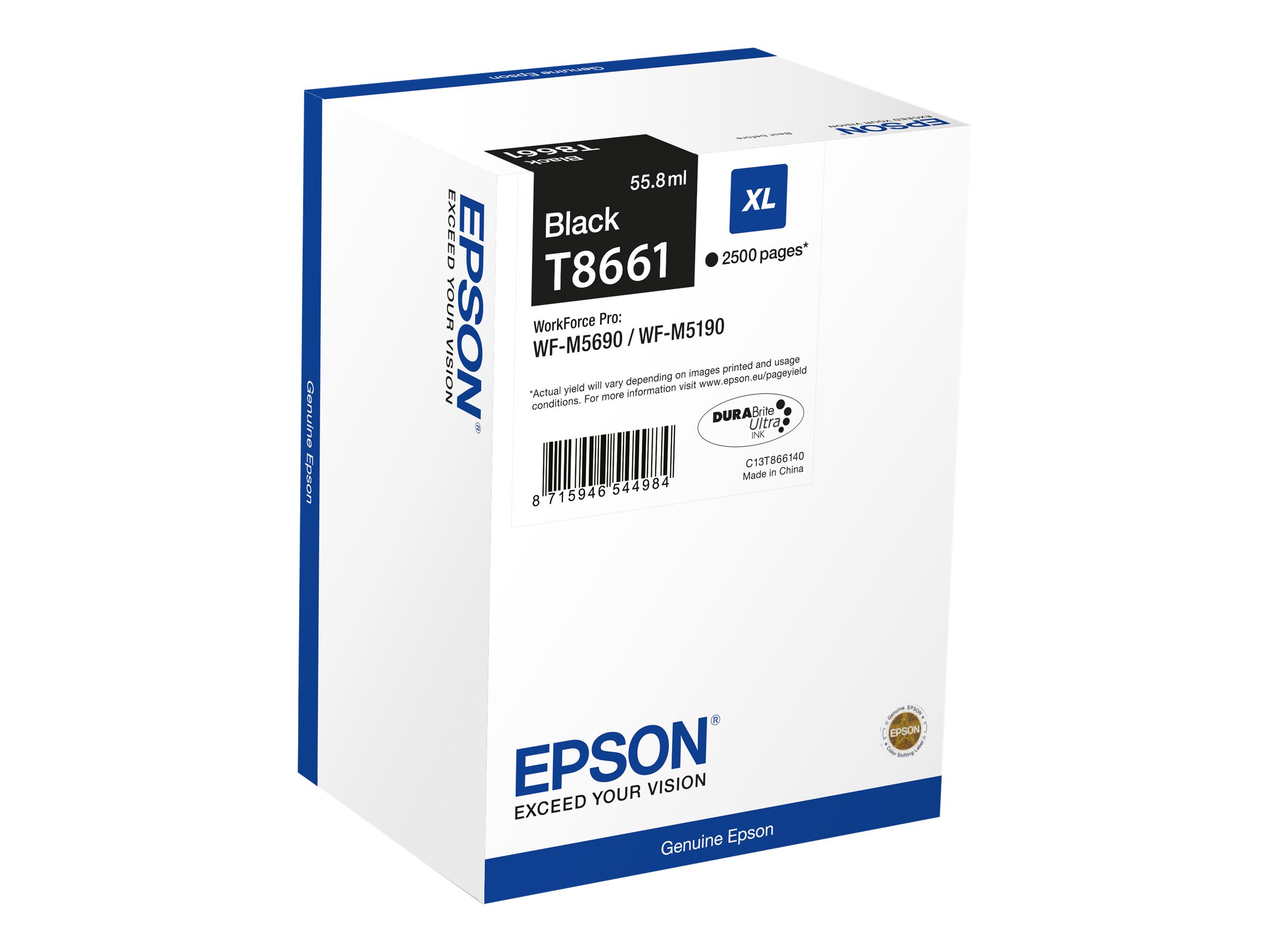 Epson T8661 - Noir - original - recharge d'encre - pour WorkForce Pro WF-M5190DW, WF-M5190DW BAM, WF-M5690DWF - C13T866140 - Cartouches d'encre Epson