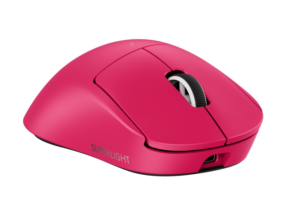 Logitech G PRO X SUPERLIGHT 2 DEX - Souris - jeux - ergonomique - pour droitiers - optique - 5 boutons - sans fil, filaire - 2.4 GHz, USB - rose - 910-007374 - Souris