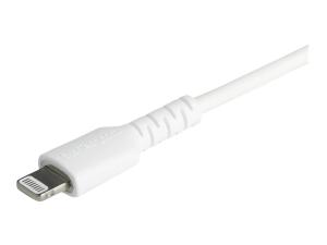 StarTech.com Câble USB-C vers Lightning bLANC Robuste 2 m  - Câble de Charge/Synchronistation USB Type C vers Lightning Fibre Aramide - iPad/iPhone 12 Certifié Apple MFi (RUSBCLTMM2MW) - Câble Lightning - Lightning mâle pour 24 pin USB-C mâle - 2 m - blanc - RUSBCLTMM2MW - Câbles spéciaux