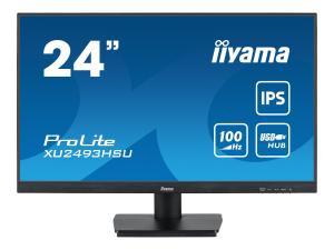 iiyama ProLite XU2493HSU-B7 - Écran LED - 24" (23.8" visualisable) - 1920 x 1080 Full HD (1080p) @ 100 Hz - IPS - 300 cd/m² - 1300:1 - 1 ms - HDMI, DisplayPort - haut-parleurs - noir mat - XU2493HSU-B7 - Écrans d'ordinateur