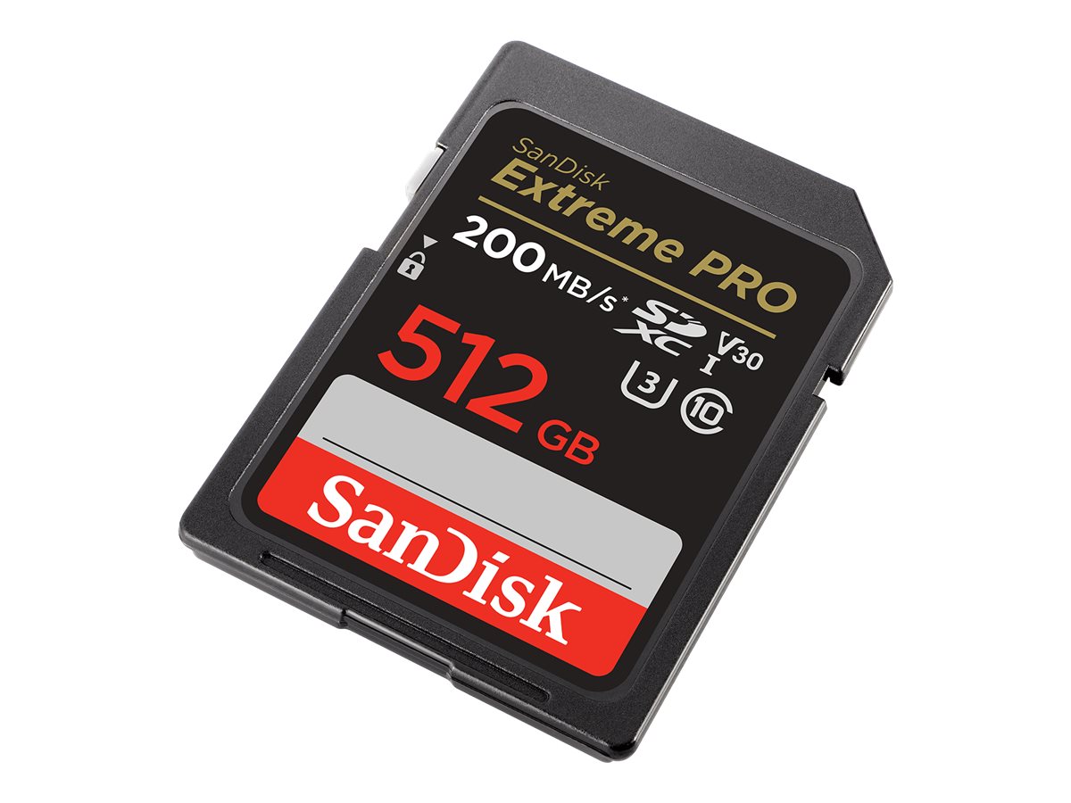 SanDisk Extreme Pro - Carte mémoire flash - 512 Go - Video Class V30 / UHS-I U3 / Class10 - SDXC UHS-I - SDSDXXD-512G-GN4IN - Cartes flash