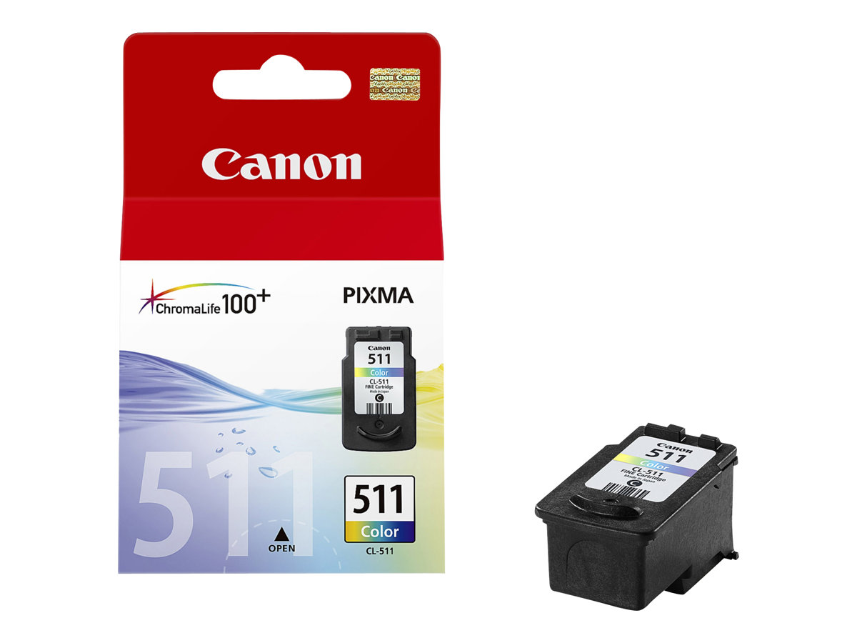 Canon CL-511 - 9 ml - couleur (cyan, magenta, jaune) - original - cartouche d'encre - pour PIXMA MP230, MP237, MP252, MP258, MP272, MP280, MP282, MP495, MP499, MX360, MX410, MX420 - 2972B001 - Cartouches d'encre Canon