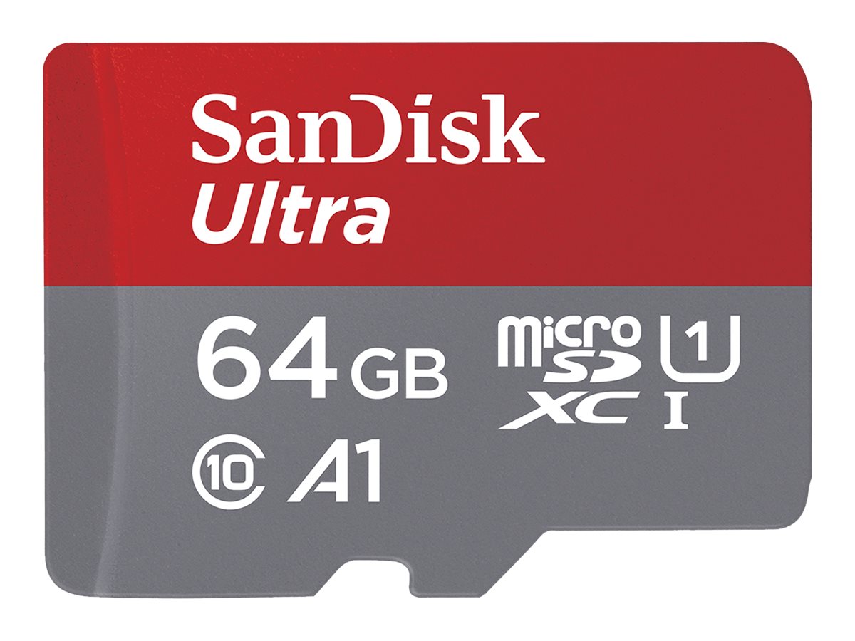 SanDisk Ultra - Carte mémoire flash (adaptateur microSDXC vers SD inclus(e)) - 64 Go - A1 / UHS-I U1 / Class10 - microSDXC UHS-I - SDSQUAB-064G-GN6FA - Cartes flash