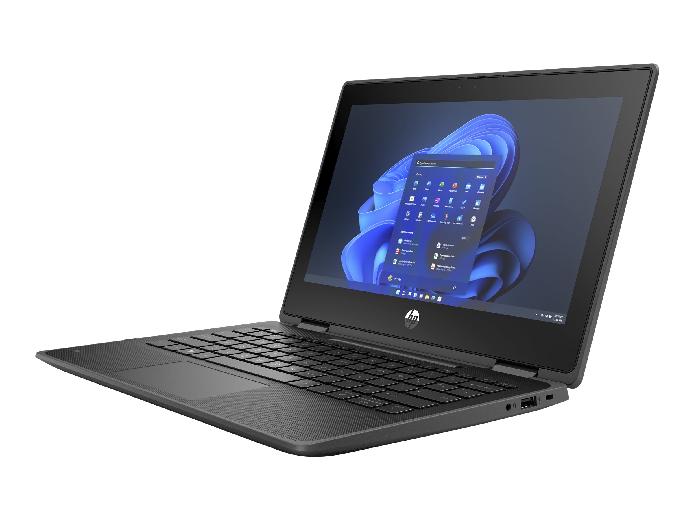 HP Pro x360 Fortis 11 G9 Notebook - Conception inclinable - Intel Celeron - N5100 / jusqu'à 2.8 GHz - Win 11 Pro National Academic - UHD Graphics - 4 Go RAM - 128 Go SSD NVMe, TLC, HP Value - 11.6" IPS écran tactile 1366 x 768 (HD) - Wi-Fi 5 - noir Jack - clavier : Français - Éducation K-12 - 6A266EA#ABF - Ordinateurs portables