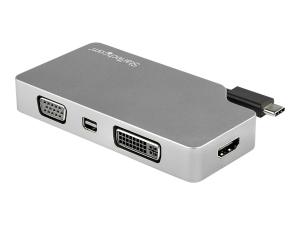StarTech.com Adaptateur multiport USB-C - Gris sidéral - 4-en-1 USB-C vers VGA, DVI, HDMI, ou Mini DisplayPort (CDPVDHDMDPSG) - Adaptateur vidéo externe - USB-C - DVI, HDMI, Mini DisplayPort, VGA - gris sidéral - CDPVDHDMDPSG - Adaptateurs vidéo grand public