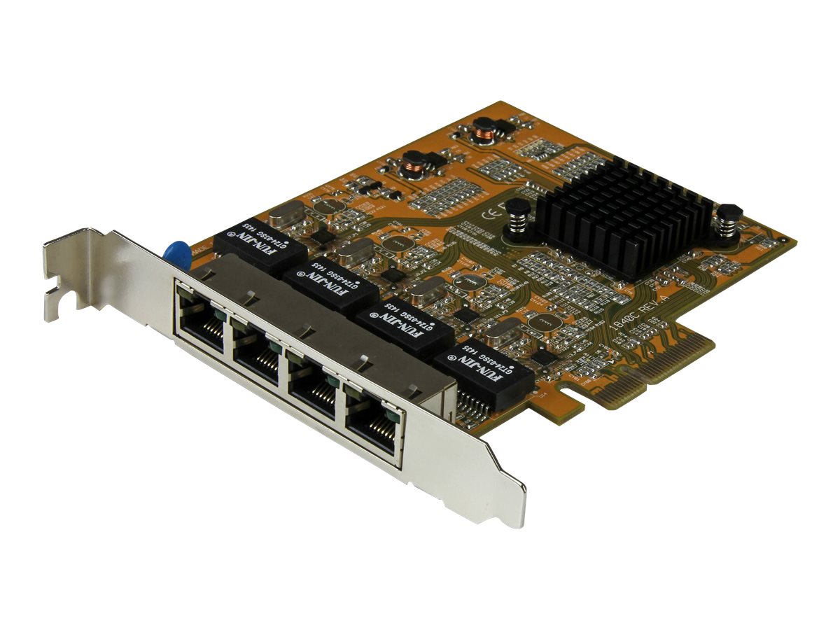 StarTech.com Carte réseau PCI Express à 4 ports Gigabit Ethernet avec chipset Realtek RTL8111G - Adaptateur NIC PCIe GbE - Adaptateur réseau - PCIe - Gigabit Ethernet x 4 - jaune - ST1000SPEX43 - Adaptateurs réseau PCI-e