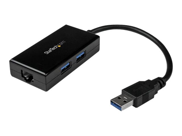 StarTech.com Adaptateur réseau USB 3.0 vers Gigabit Ethernet avec hub USB 3.0 à 2 ports (USB31000S2H) - Adaptateur réseau - USB 3.0 - Gigabit Ethernet x 1 - noir - USB31000S2H - Cartes réseau