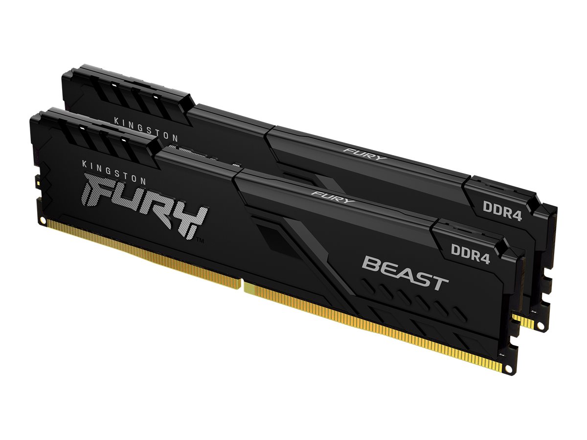 Kingston FURY Beast - DDR4 - kit - 64 Go: 2 x 32 Go - DIMM 288 broches - 3600 MHz / PC4-28800 - CL18 - 1.35 V - mémoire sans tampon - non ECC - noir - KF436C18BBK2/64 - DDR4