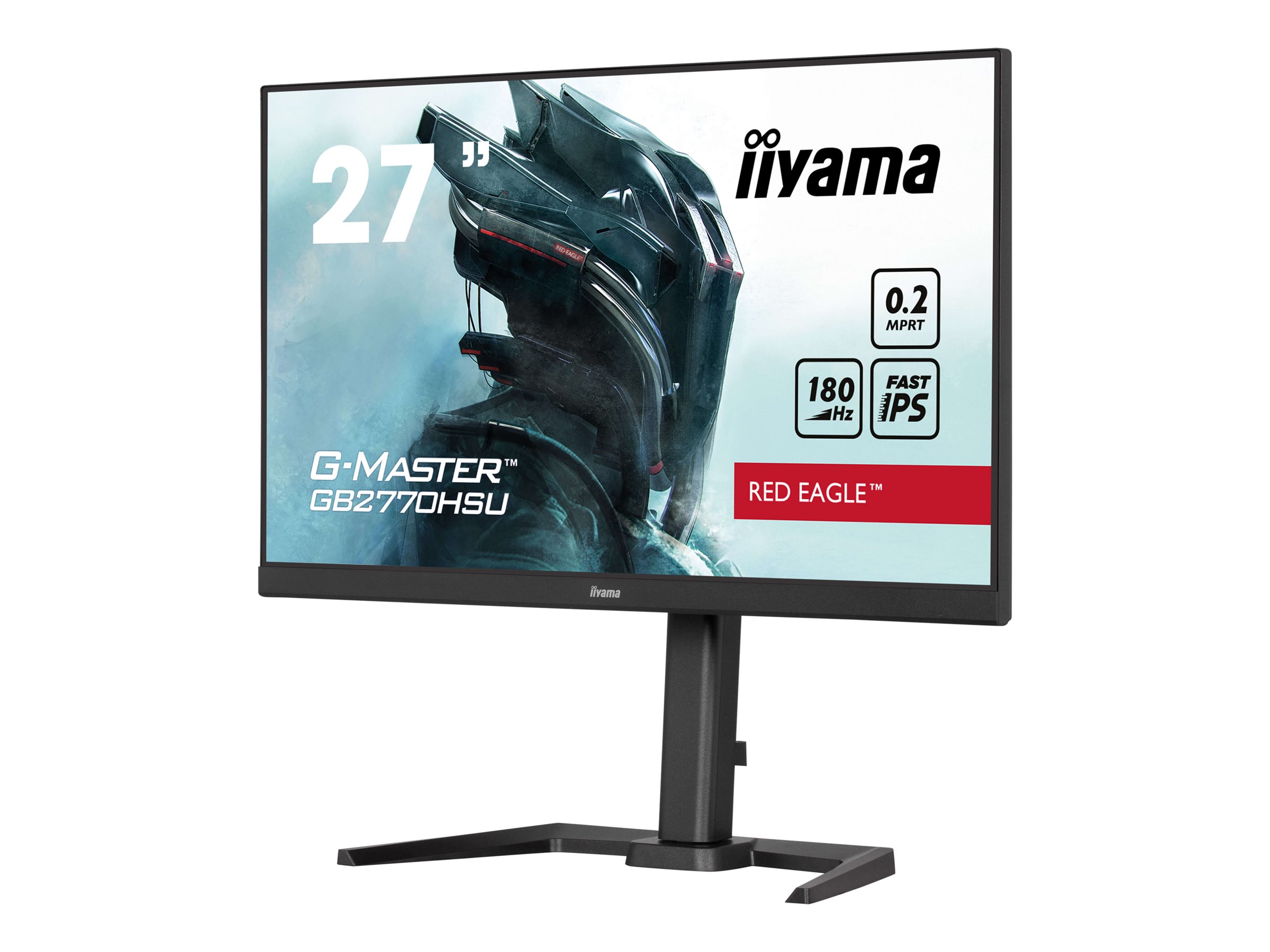 iiyama G-MASTER Red Eagle GB2770HSU-B6 - Écran LED - jeux - 27" - 1920 x 1080 Full HD (1080p) @ 180 Hz - Fast IPS - 300 cd/m² - 1000:1 - 0.2 ms - HDMI, DisplayPort - haut-parleurs - noir, mat - GB2770HSU-B6 - Écrans d'ordinateur