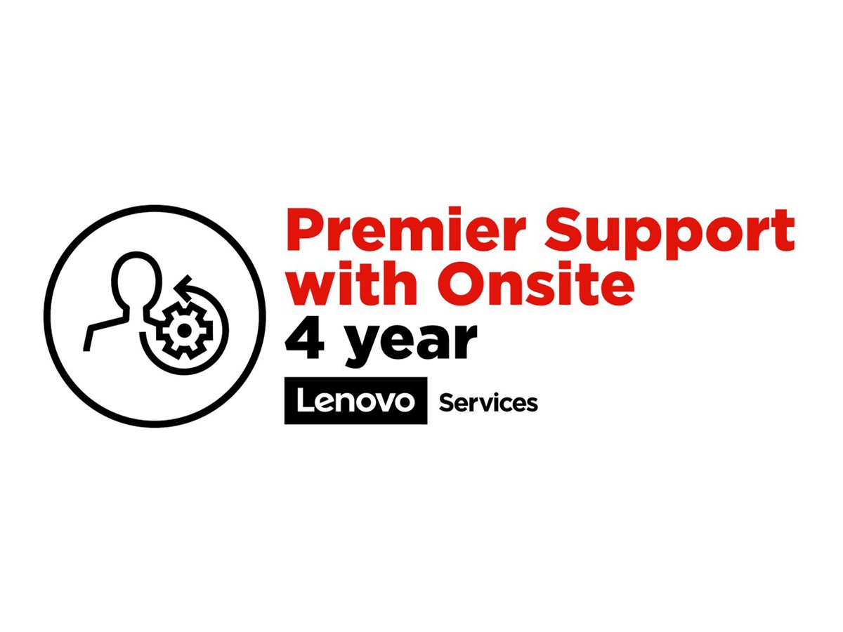 Lenovo Premier Support with Onsite NBD - Contrat de maintenance prolongé - pièces et main d'oeuvre (pour système avec 1 an de garantie sur site) - 4 années (à partir de la date d'achat originale de l'appareil) - sur site - temps de réponse : NBD - pour ThinkStation P410 30B2, 30B3; P510 30B4, 30B5; P520 30BE, 30BF, 30BQ; P520c 30C0 - 5WS0T36115 - Options de service informatique