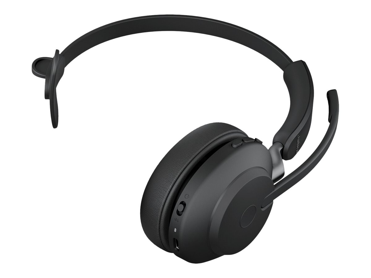 Jabra Evolve2 65 UC Mono - Micro-casque - sur-oreille - convertible - Bluetooth - sans fil - USB-A - isolation acoustique - noir - 26599-889-999 - Écouteurs