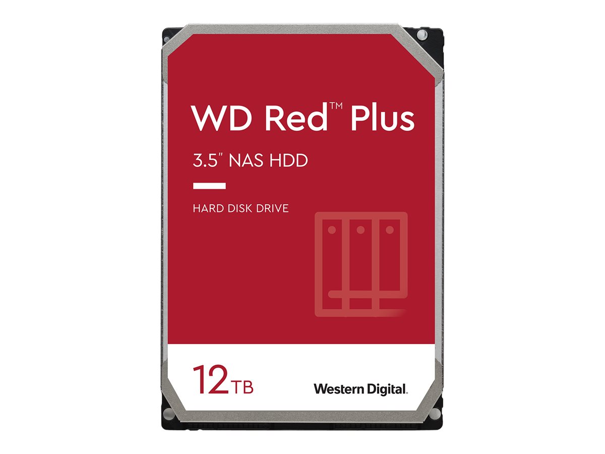 WD Red Plus WD120EFBX - Disque dur - 12 To - interne - 3.5" - SATA 6Gb/s - 7200 tours/min - mémoire tampon : 256 Mo - WD120EFBX - Disques durs internes