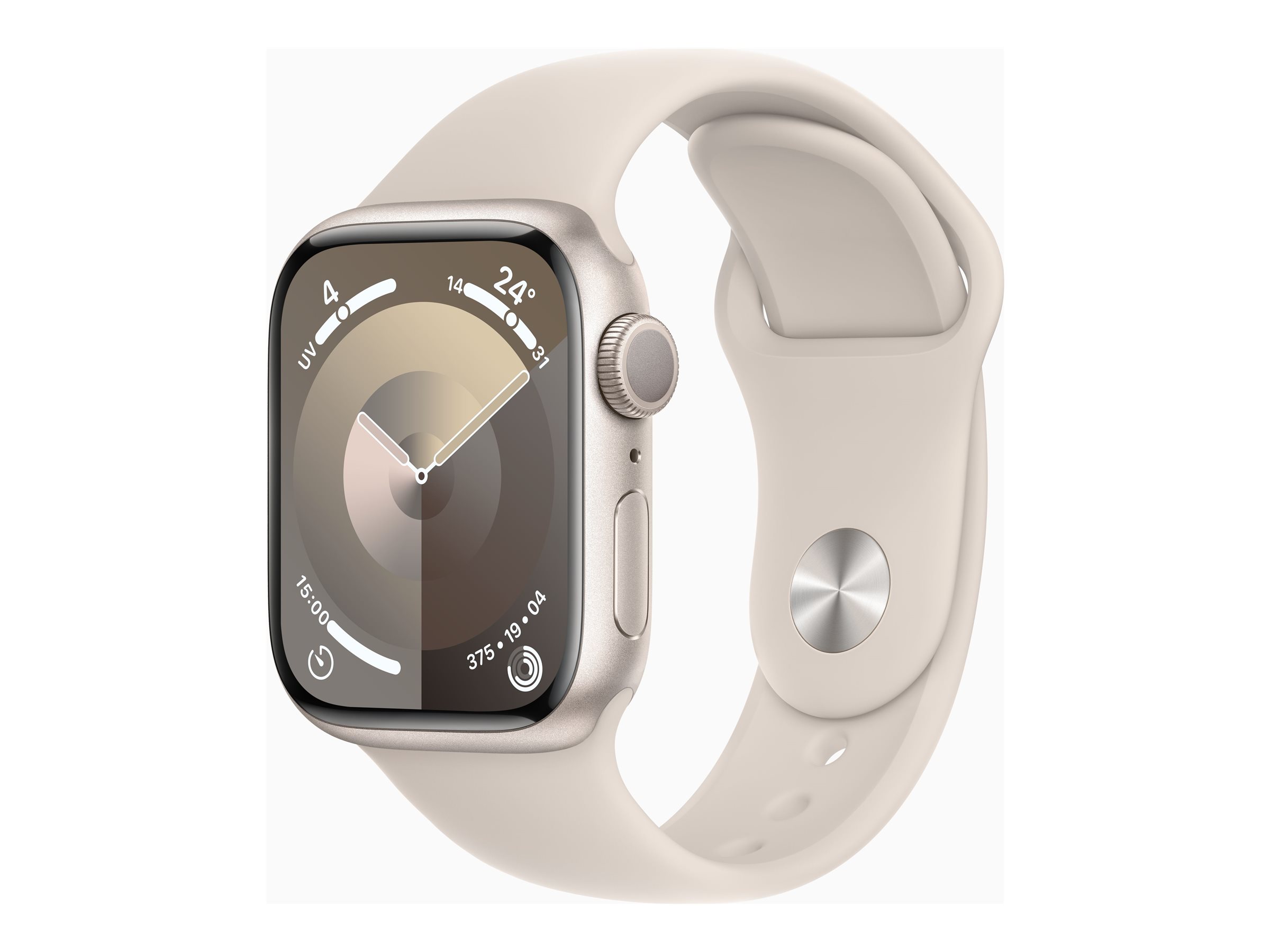 Apple Watch Series 9 (GPS) - 41 mm - aluminium droit - montre intelligente avec bande sport - fluoroélastomère - droit - taille du bracelet : M/L - 64 Go - Wi-Fi, UWB, Bluetooth - 31.9 g - MR8U3QF/A - Montres intelligentes