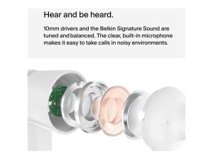 Belkin ROCKSTAR - Écouteurs avec micro - intra-auriculaire - filaire - USB-C - isolation acoustique - blanc - G3H0002BTWHT - Écouteurs