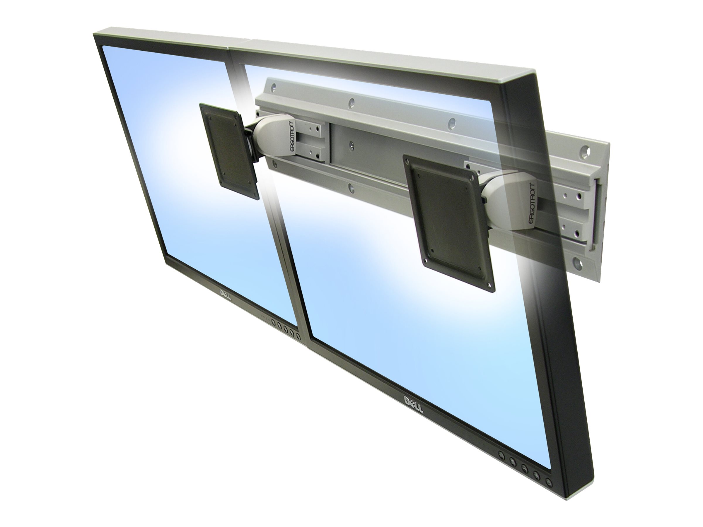 Ergotron Neo-Flex - Kit de montage (2 pivots, 2 supports de montage de rack, rail mural 26 pouces) - profil bas - pour 2 écrans LCD - gris, noir - Taille d'écran : jusqu'à 24 pouces - montable sur mur - 28-514-800 - Montages pour TV et moniteur