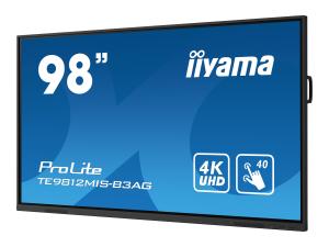 iiyama ProLite TE9812MIS-B3AG - Classe de diagonale 98" (97.5" visualisable) écran LCD rétro-éclairé par LED - signalétique numérique interactive - avec écran tactile (multi-touch) / capacité PC en option (slot-in) - 4K UHD (2160p) 3840 x 2160 - cadre noir avec finition mate - avec Module WiFi iiyama (OWM002) - TE9812MIS-B3AG - Écrans de signalisation numérique