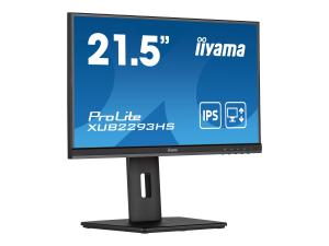 iiyama ProLite XUB2293HS-B5 - Écran LED - 22" (21.5" visualisable) - 1920 x 1080 Full HD (1080p) @ 75 Hz - IPS - 250 cd/m² - 1000:1 - 3 ms - HDMI, DisplayPort - haut-parleurs - noir mat - XUB2293HS-B5 - Écrans d'ordinateur