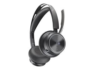 Poly Voyager Focus 2-M - Micro-casque - sur-oreille - Bluetooth - sans fil, filaire - Suppresseur de bruit actif - USB-C via un adaptateur Bluetooth - noir - Certifié pour Microsoft Teams - 77Y90AA - Écouteurs