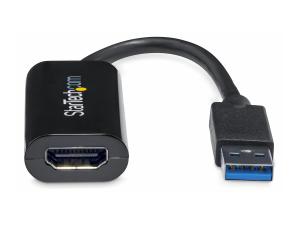 StarTech.com Adaptateur USB vers HDMI - Carte graphique externe - USB 3.0 - Slim - 1080p - Adaptateur multi-écrans - Câble adaptateur - Conformité TAA - USB type A mâle pour HDMI femelle - 19 cm - noir - support 1080p - pour P/N: HDDVIMM3, HDMM12, HDMM15, HDMM1MP, HDMM2MP, HDMM3, HDMM3MP, HDMM50A, HDMM6, HDPMM50 - USB32HDES - Accessoires pour systèmes audio domestiques