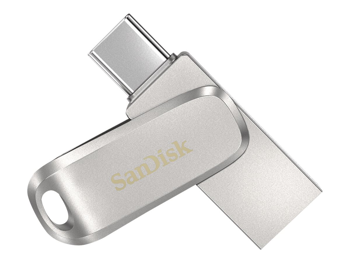 SanDisk Ultra Dual Drive Luxe - Clé USB - 128 Go - USB 3.1 Gen 1 / USB-C - argent - SDDDC4-128G-G46 - Lecteurs flash