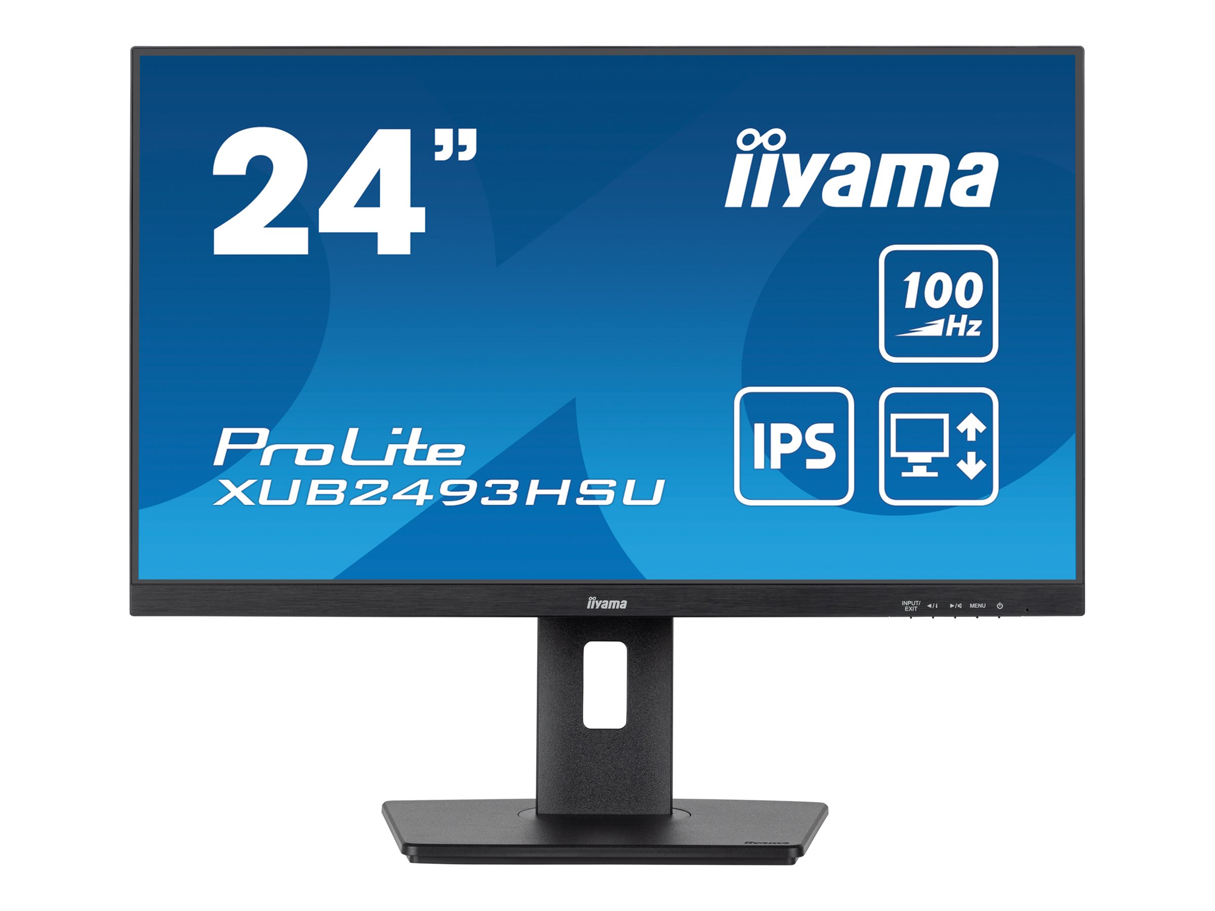 iiyama ProLite XUB2493HSU-B7 - Écran LED - 24" (23.8" visualisable) - 1920 x 1080 Full HD (1080p) @ 100 Hz - IPS - 250 cd/m² - 1300:1 - 1 ms - HDMI, DisplayPort - haut-parleurs - noir mat - XUB2493HSU-B7 - Écrans d'ordinateur