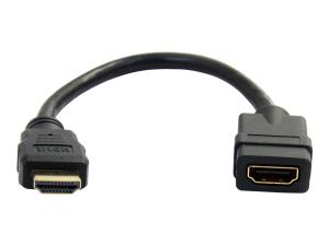 StarTech.com Cable de protection pour port HDMI Ultra HD 4k x 2k - M/F (HDMIEXTAA6IN) - Câble HDMI - HDMI mâle pour HDMI femelle - 15 cm - noir - pour P/N: CDP2HDMM2MB, DP2HDMM2MB, HDDVIMM3, HDMM1MP, HDMM2MP, HDMM3MP, HDPMM50, MDP2HDMM2MB - HDMIEXTAA6IN - Câbles HDMI