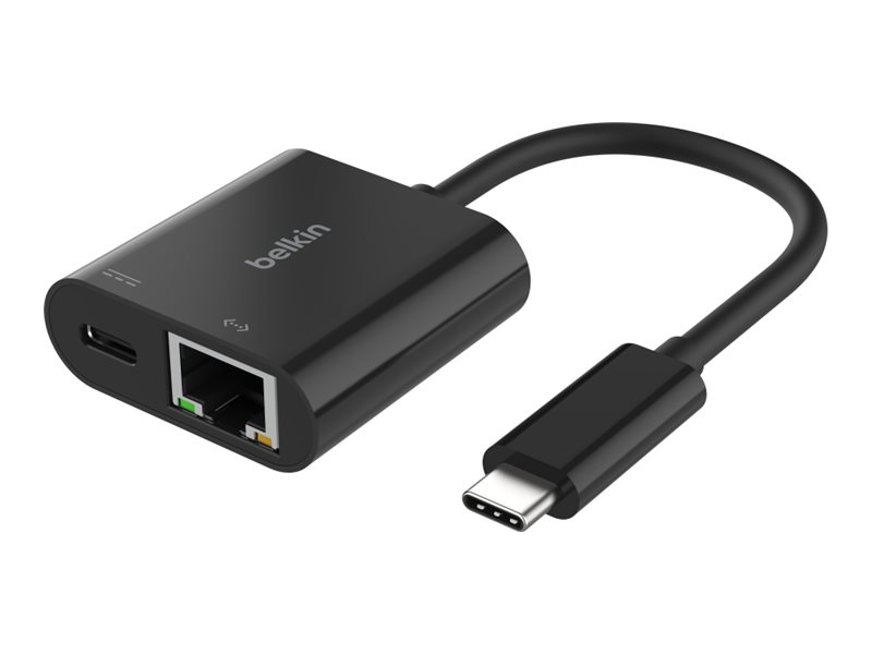 Belkin - Adaptateur réseau - USB-C - Gigabit Ethernet x 1 + USB-C (uniquement alimentation) x 1 - INC019btBK - Adaptateurs réseau filaires